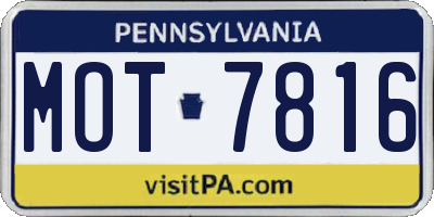 PA license plate MOT7816