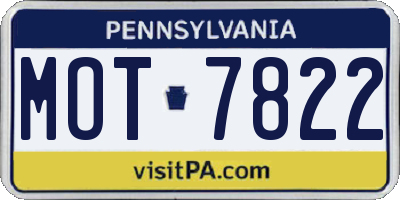 PA license plate MOT7822