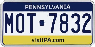 PA license plate MOT7832