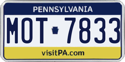 PA license plate MOT7833