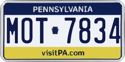 PA license plate MOT7834
