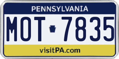 PA license plate MOT7835