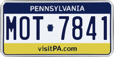 PA license plate MOT7841