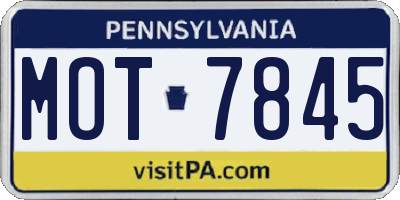 PA license plate MOT7845