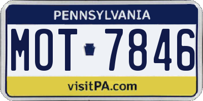 PA license plate MOT7846