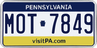 PA license plate MOT7849