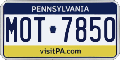 PA license plate MOT7850