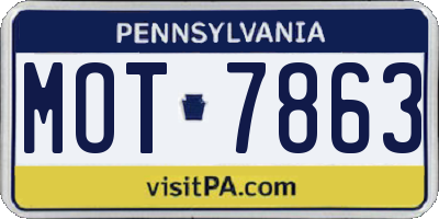 PA license plate MOT7863
