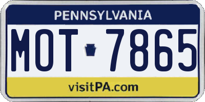 PA license plate MOT7865