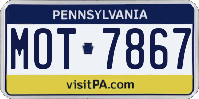 PA license plate MOT7867