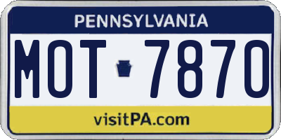 PA license plate MOT7870