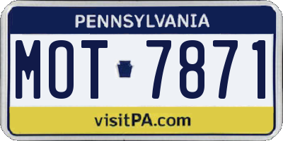 PA license plate MOT7871