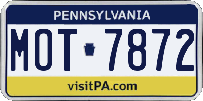 PA license plate MOT7872