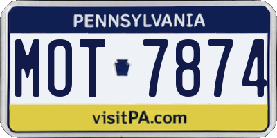 PA license plate MOT7874