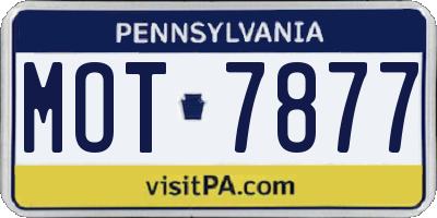 PA license plate MOT7877