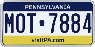 PA license plate MOT7884