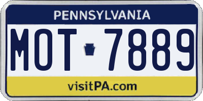 PA license plate MOT7889