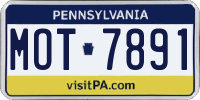 PA license plate MOT7891
