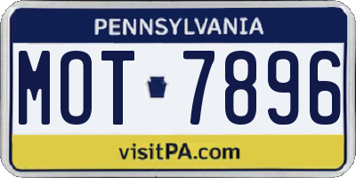 PA license plate MOT7896