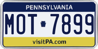 PA license plate MOT7899