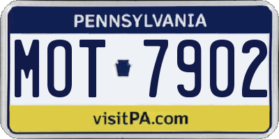 PA license plate MOT7902
