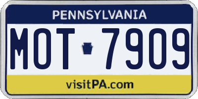 PA license plate MOT7909