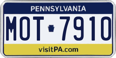 PA license plate MOT7910