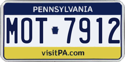 PA license plate MOT7912