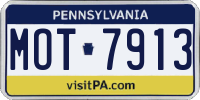 PA license plate MOT7913