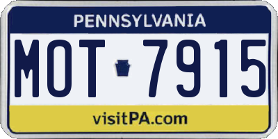 PA license plate MOT7915
