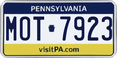 PA license plate MOT7923