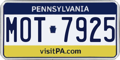 PA license plate MOT7925