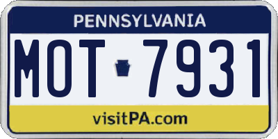 PA license plate MOT7931