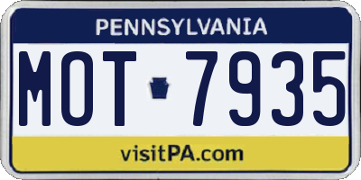PA license plate MOT7935