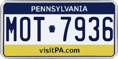 PA license plate MOT7936