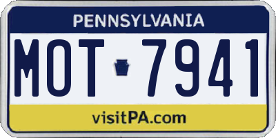 PA license plate MOT7941