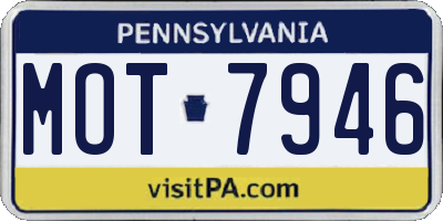 PA license plate MOT7946