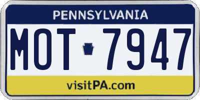PA license plate MOT7947