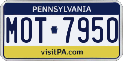 PA license plate MOT7950