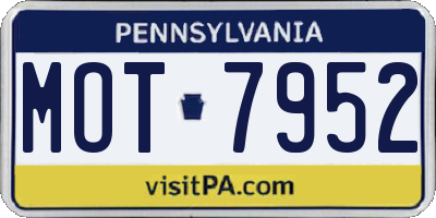 PA license plate MOT7952