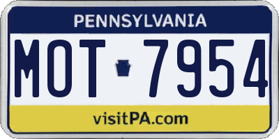 PA license plate MOT7954