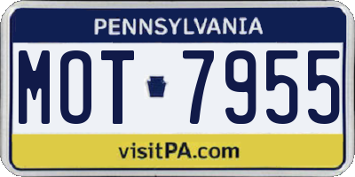 PA license plate MOT7955