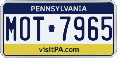 PA license plate MOT7965