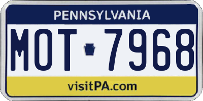 PA license plate MOT7968