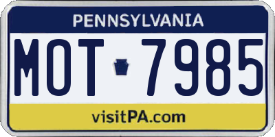 PA license plate MOT7985