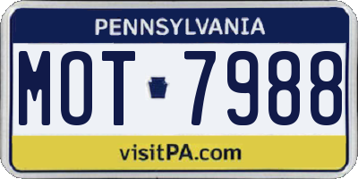 PA license plate MOT7988