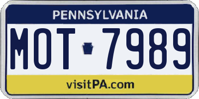 PA license plate MOT7989