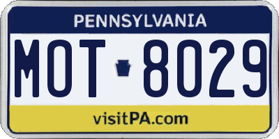 PA license plate MOT8029