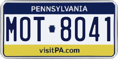 PA license plate MOT8041