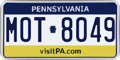 PA license plate MOT8049